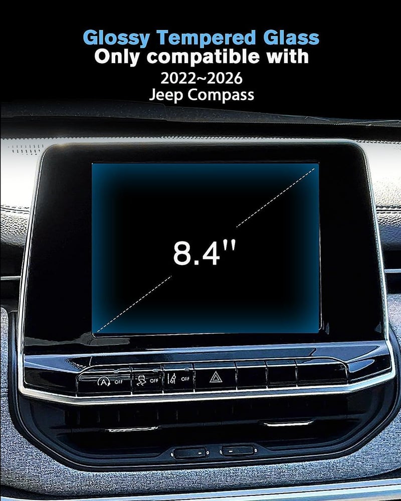 WEIPIN For Glossy Tempered Glass 2022 2023 2024 2025 2026 Jeep Compass 8.4 Inch Touchscreen Screen Protector - Compass Accessories - Image 2